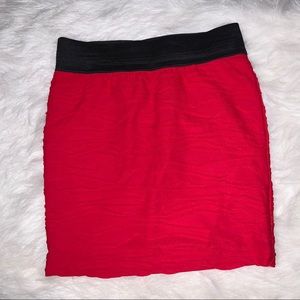 Red mini skirt